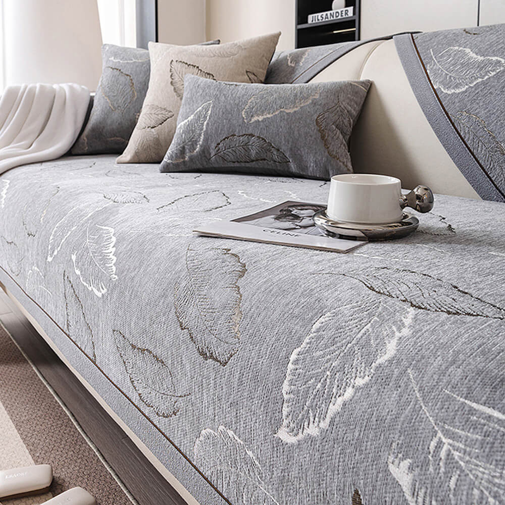 Premium Leaf Texture Chenille Non-Slip Anti-Scratch Couch Cover - Image 9