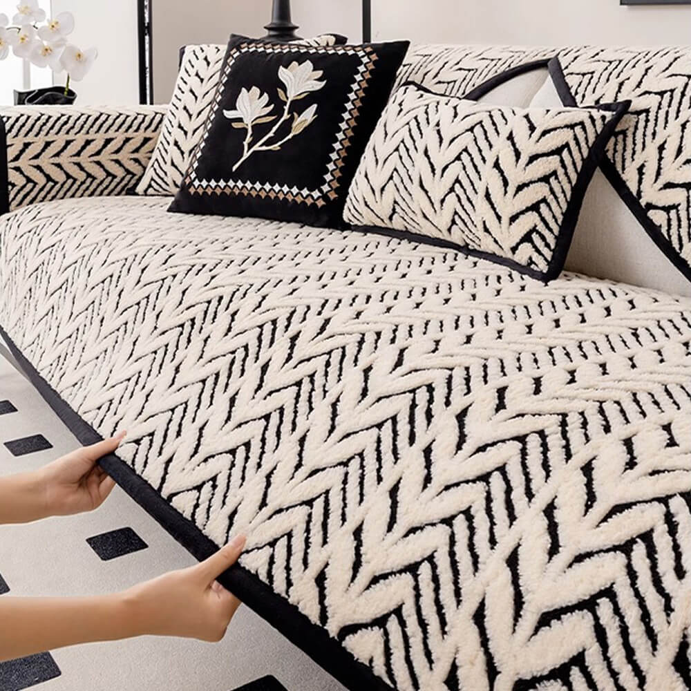 Premium Warm Wheat-Ear Plush Anti-Slip Anti-Scratch Couch Cover - Image 5