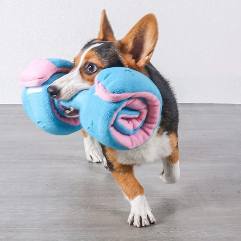 Puzzle Food Dispenser Interactive Dog Dumbbell Treat Toy - Image 4