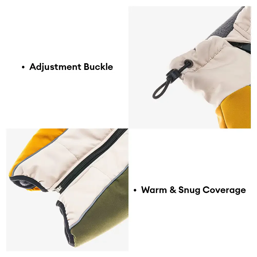 Retro Color-Block Fleece-Lined Warm Dog Coat with Leash Buckle - Image 7