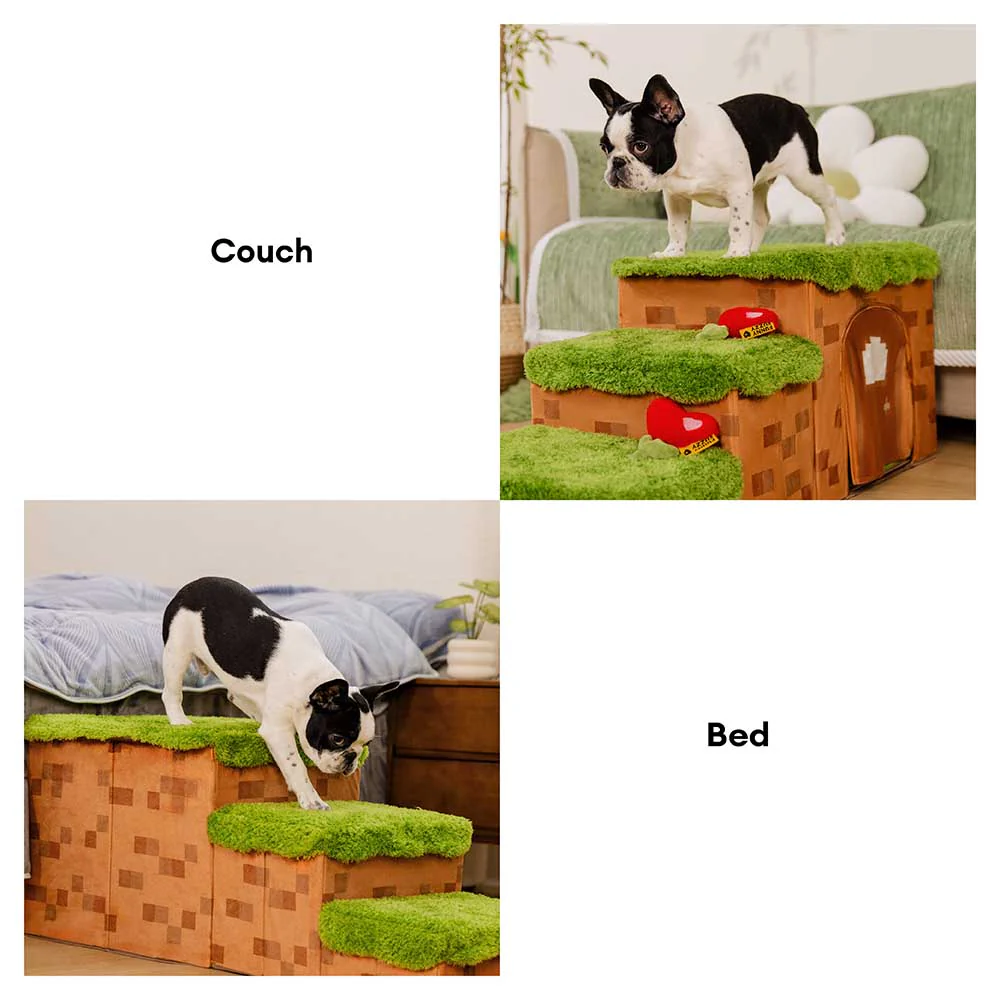 Retro Pixel Handcrafted Foldable Pet Stairs With Storage - Blocky PawGame - Image 13