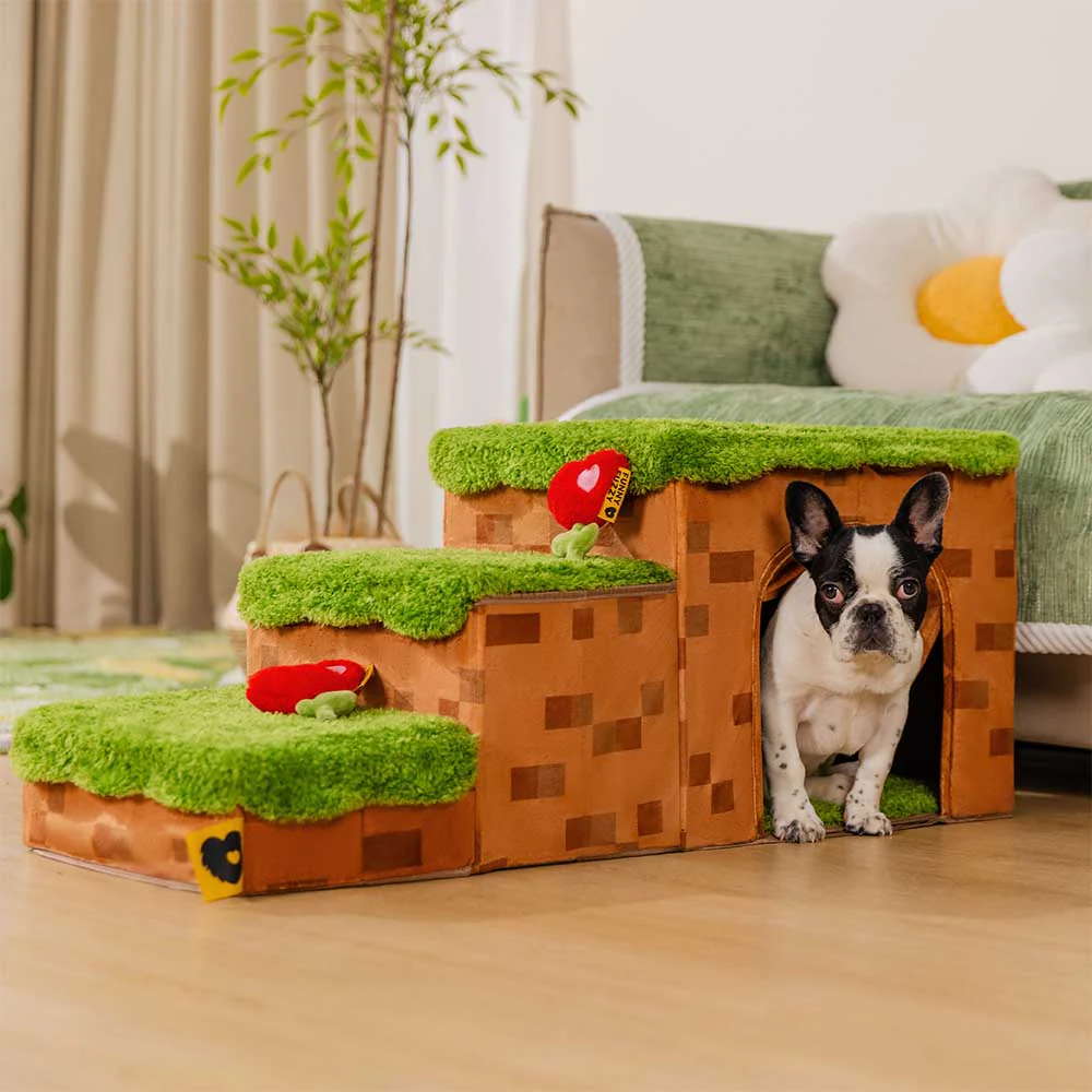 Retro Pixel Handcrafted Foldable Pet Stairs With Storage - Blocky PawGame - Image 4