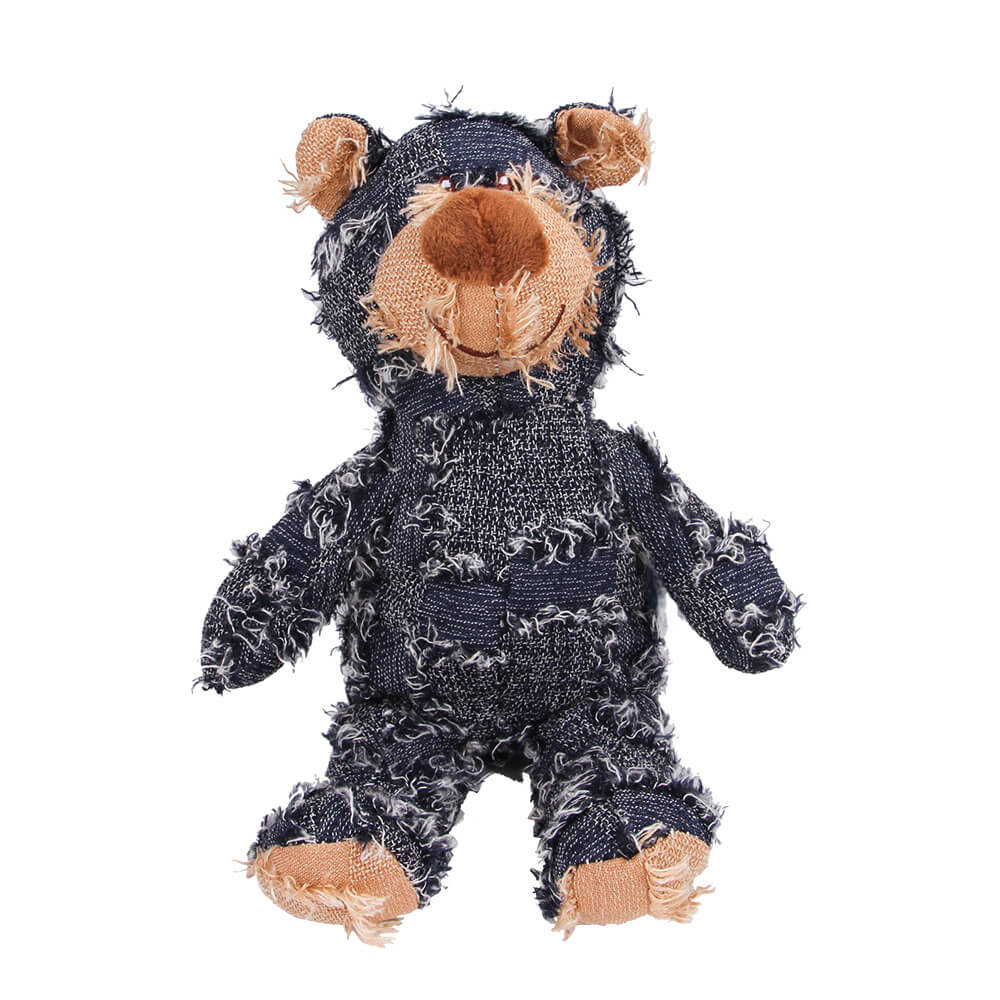 Rustic Denim Plush Durable Chewable Squeaky Dog Toy Bear - Image 12