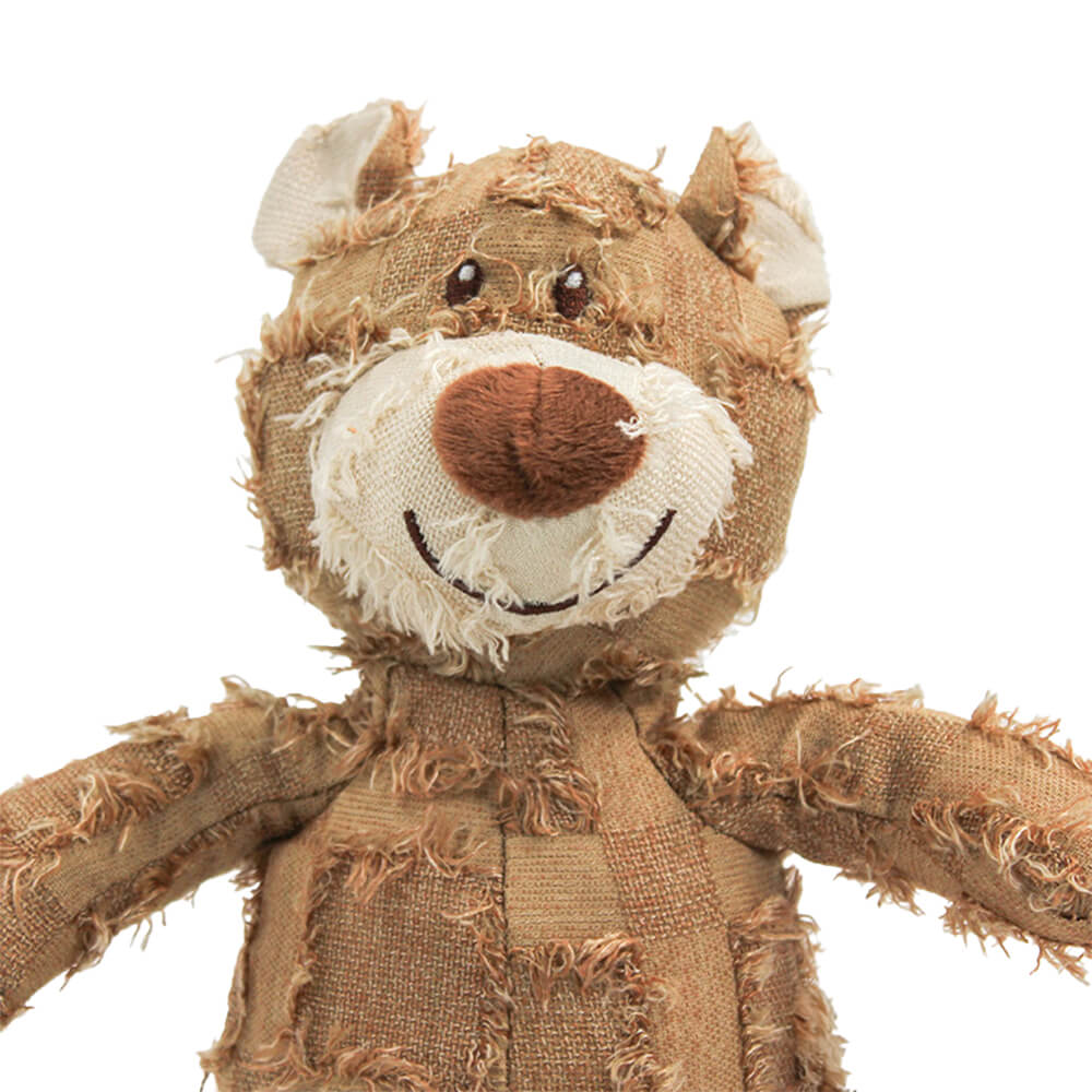 Rustic Denim Plush Durable Chewable Squeaky Dog Toy Bear - Image 5