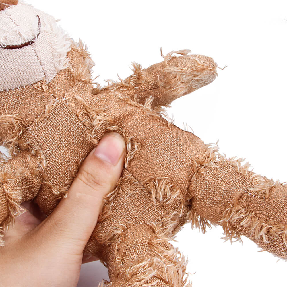 Rustic Denim Plush Durable Chewable Squeaky Dog Toy Bear - Image 6