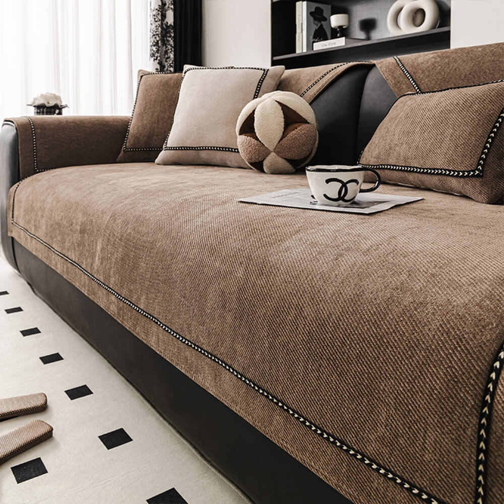 Simple Modern Jacquard High-Weight Non-Slip Chenille Couch Cover - Image 3