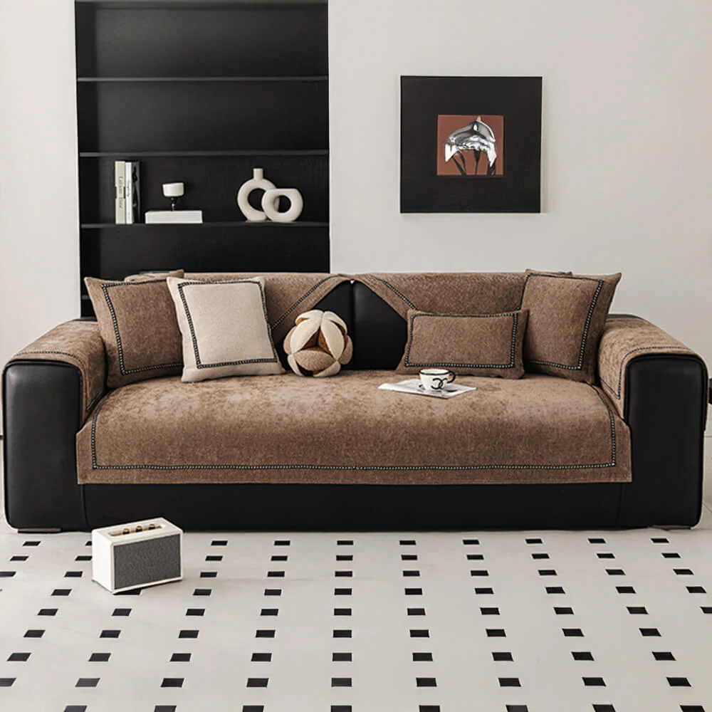 Simple Modern Jacquard High-Weight Non-Slip Chenille Couch Cover - Image 5