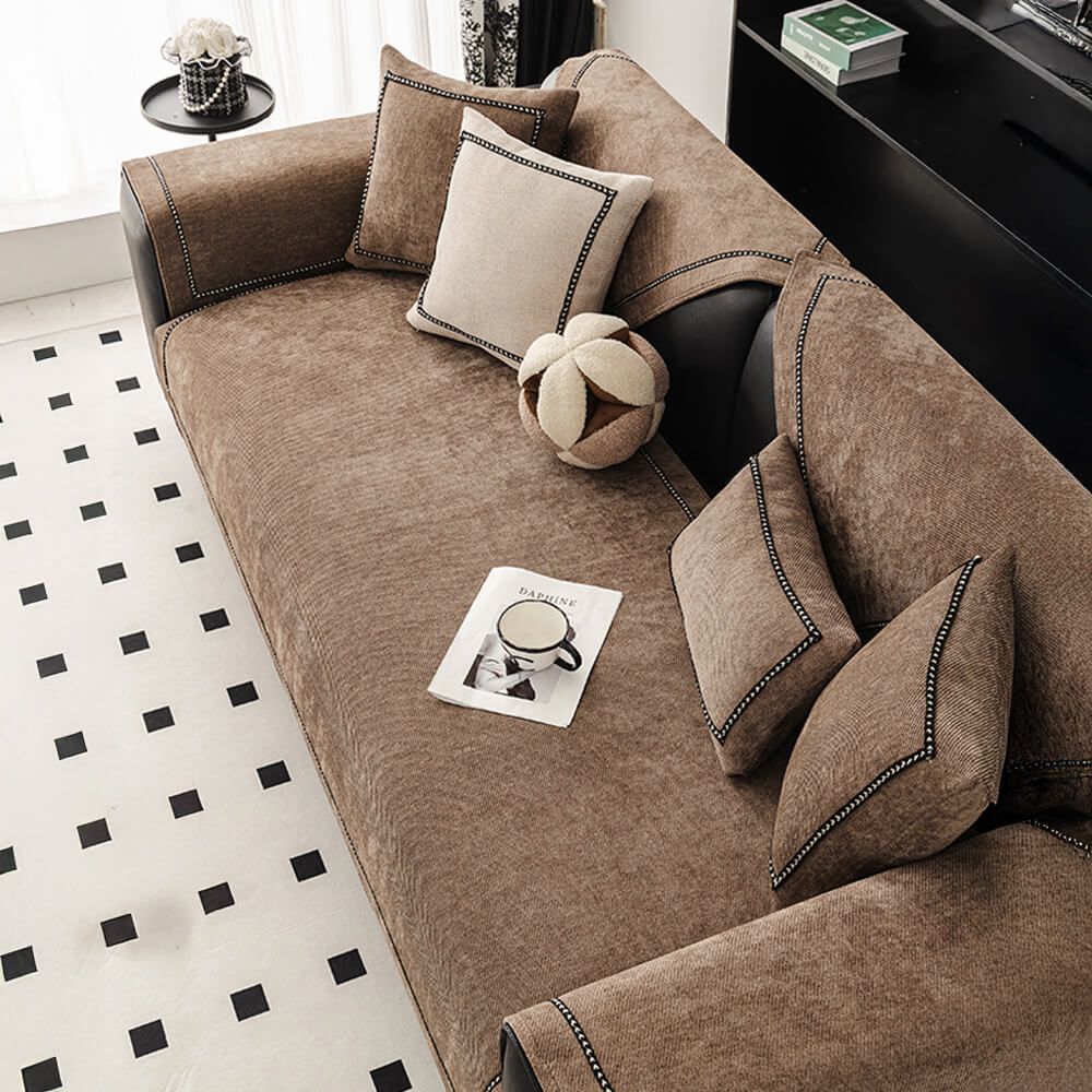 Simple Modern Jacquard High-Weight Non-Slip Chenille Couch Cover - Image 6