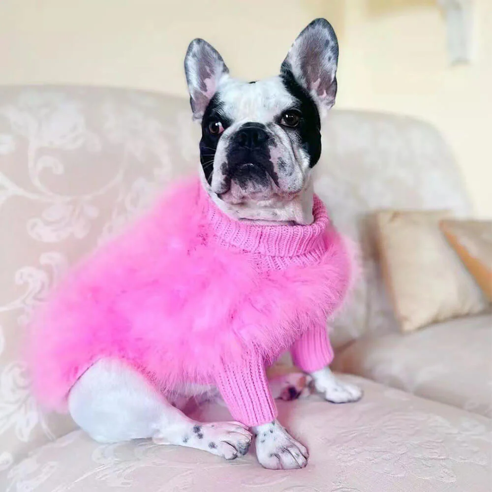 Soft Fluffy Fashion Luxurious Dog Turtleneck Knit Sweater - Image 3