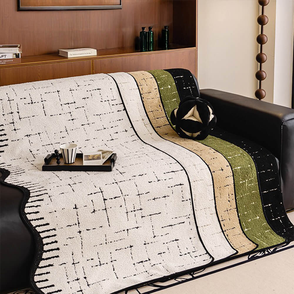 Soft Thickened Plush Couch Cover with Irregular Wave Edges - Image 6