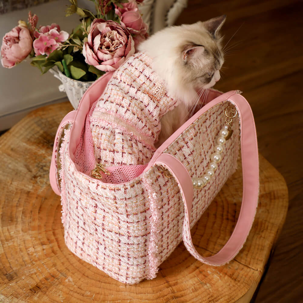 Soft Tweed Luxury Chequered Lightweight Dog & Cat Carrier Bag - Image 10