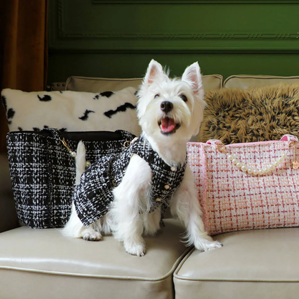 Soft Tweed Luxury Chequered Lightweight Dog & Cat Carrier Bag - Image 11
