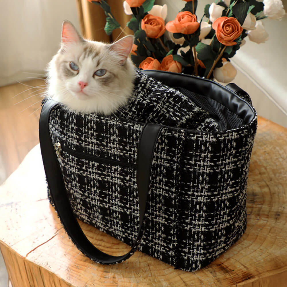 Soft Tweed Luxury Chequered Lightweight Dog & Cat Carrier Bag - Image 12