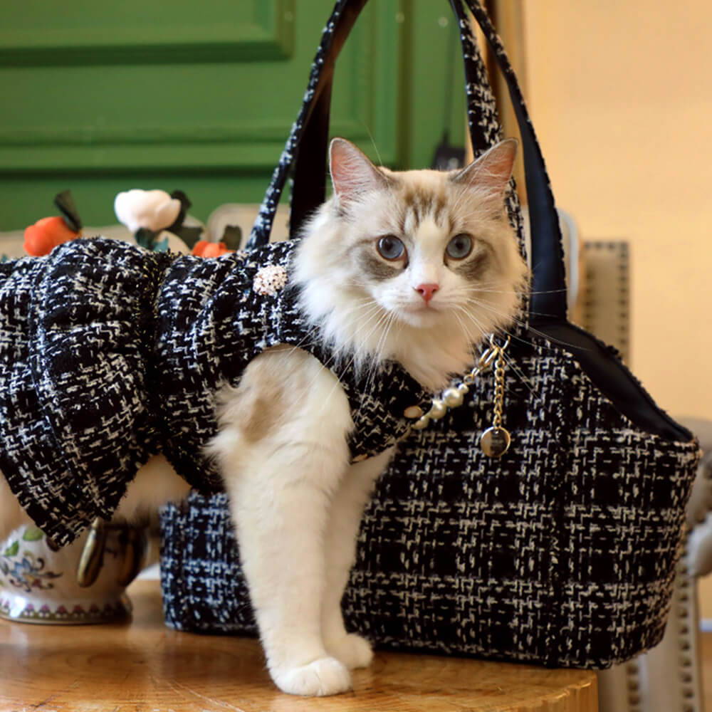 Soft Tweed Luxury Chequered Lightweight Dog & Cat Carrier Bag - Image 13