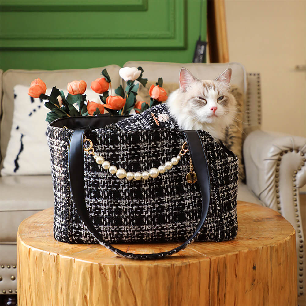 Soft Tweed Luxury Chequered Lightweight Dog & Cat Carrier Bag - Image 14