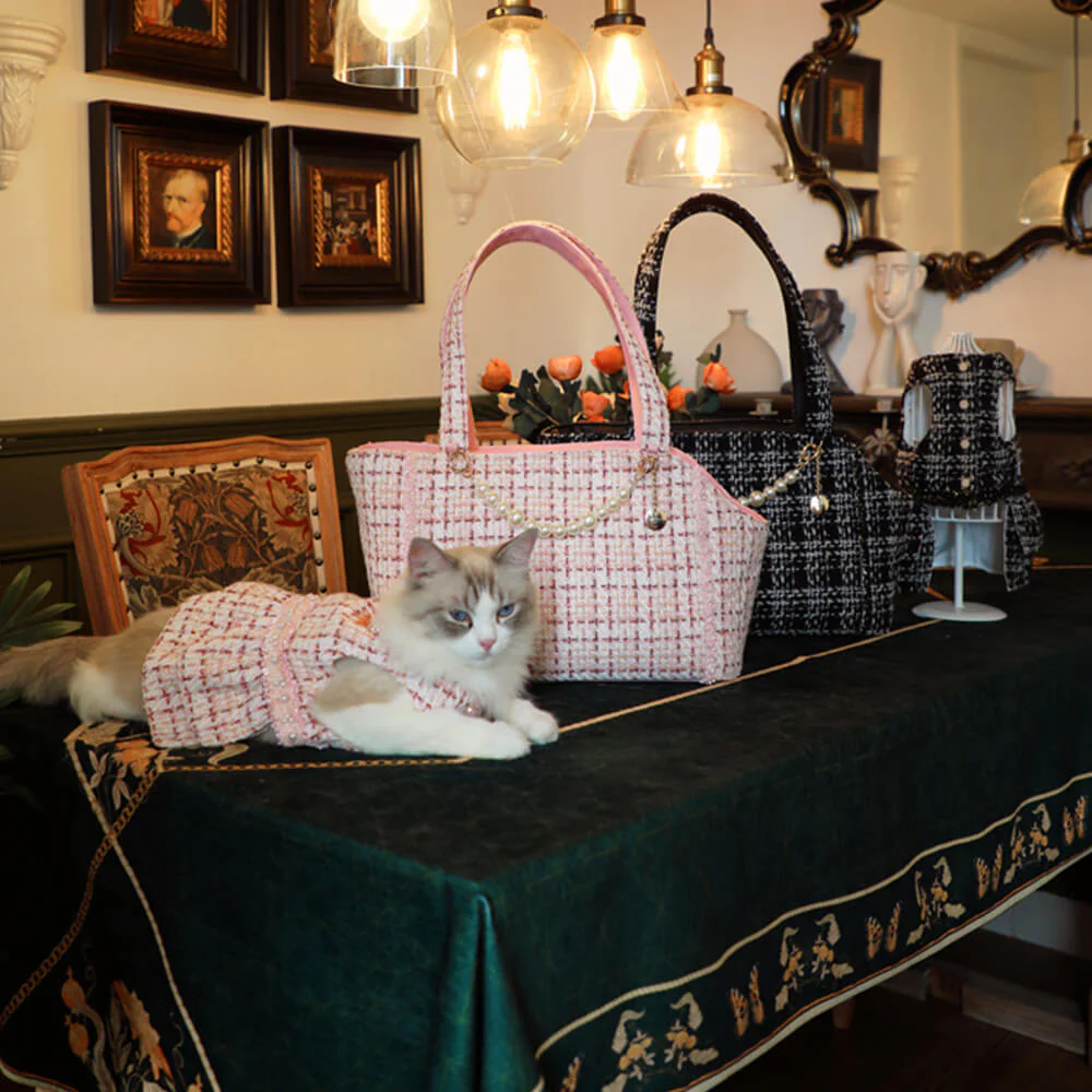 Soft Tweed Luxury Chequered Lightweight Dog & Cat Carrier Bag - Image 16