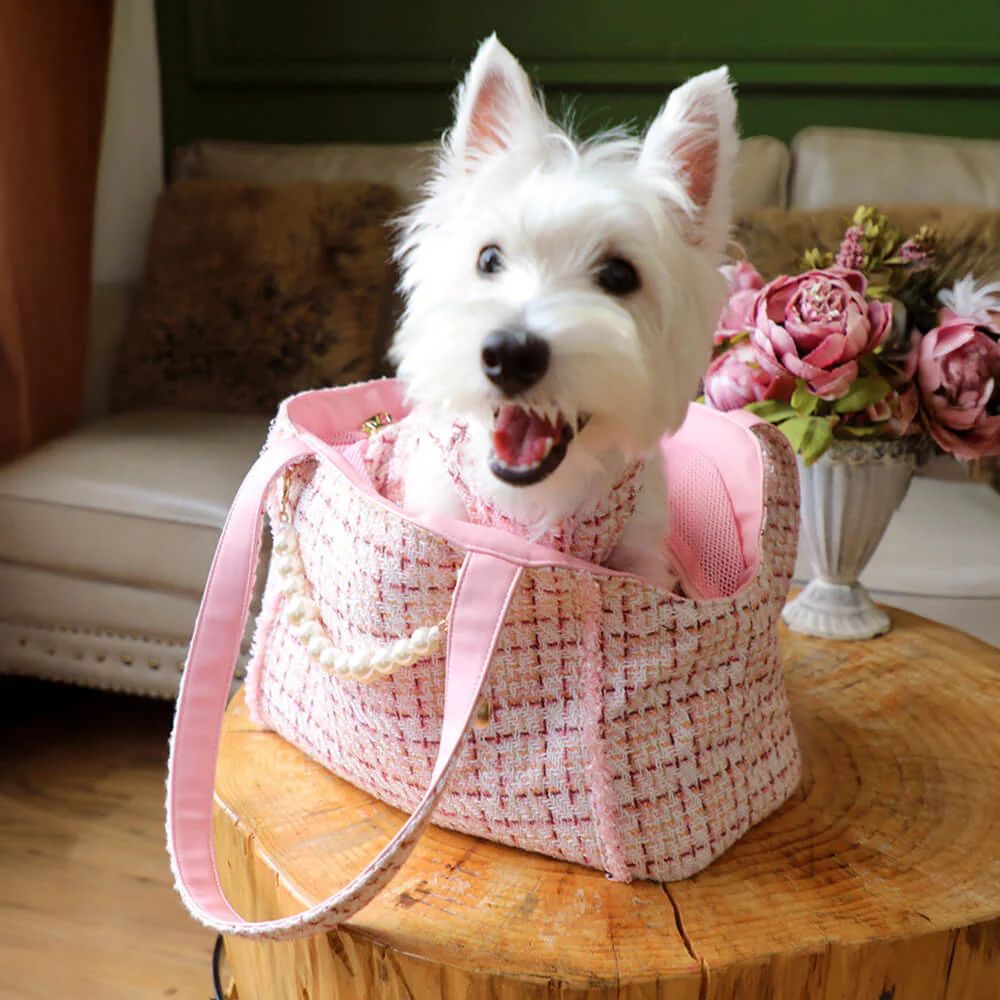 Soft Tweed Luxury Chequered Lightweight Dog & Cat Carrier Bag - Image 6