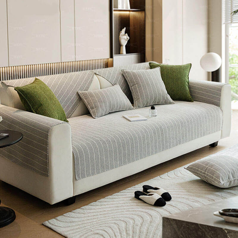 Solid Colour Chenille Anti-scratch Herringbone Couch Cover - Image 11