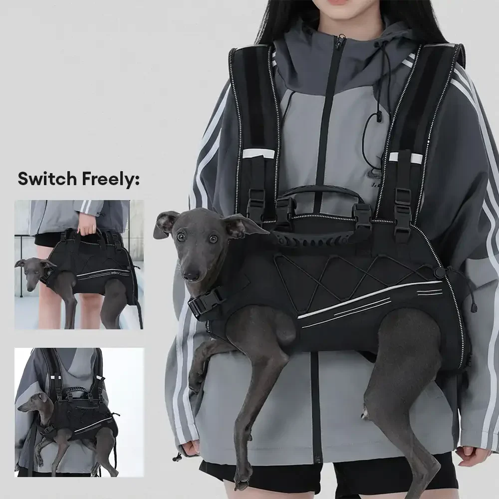 Spine-Friendly Horizontal Dog Backpack Carrier with Adjustable Padded Straps - Legs-Out Comfort - Image 2