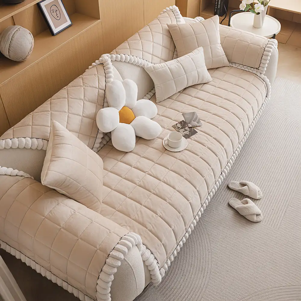 Square Short Plush Simple Sofa Protection Non-Slip Couch Cover - Image 11