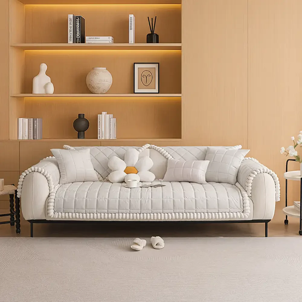 Square Short Plush Simple Sofa Protection Non-Slip Couch Cover - Image 15