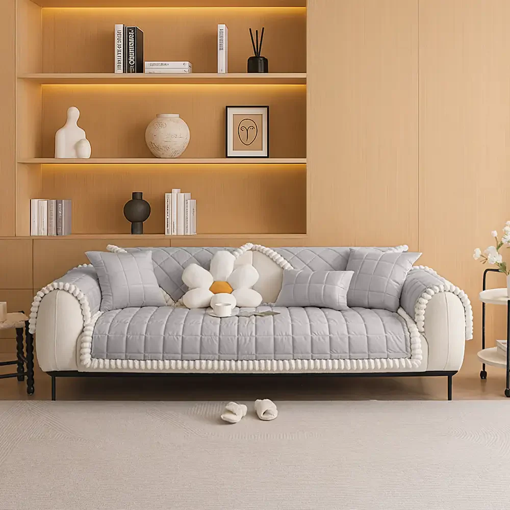 Square Short Plush Simple Sofa Protection Non-Slip Couch Cover - Image 16