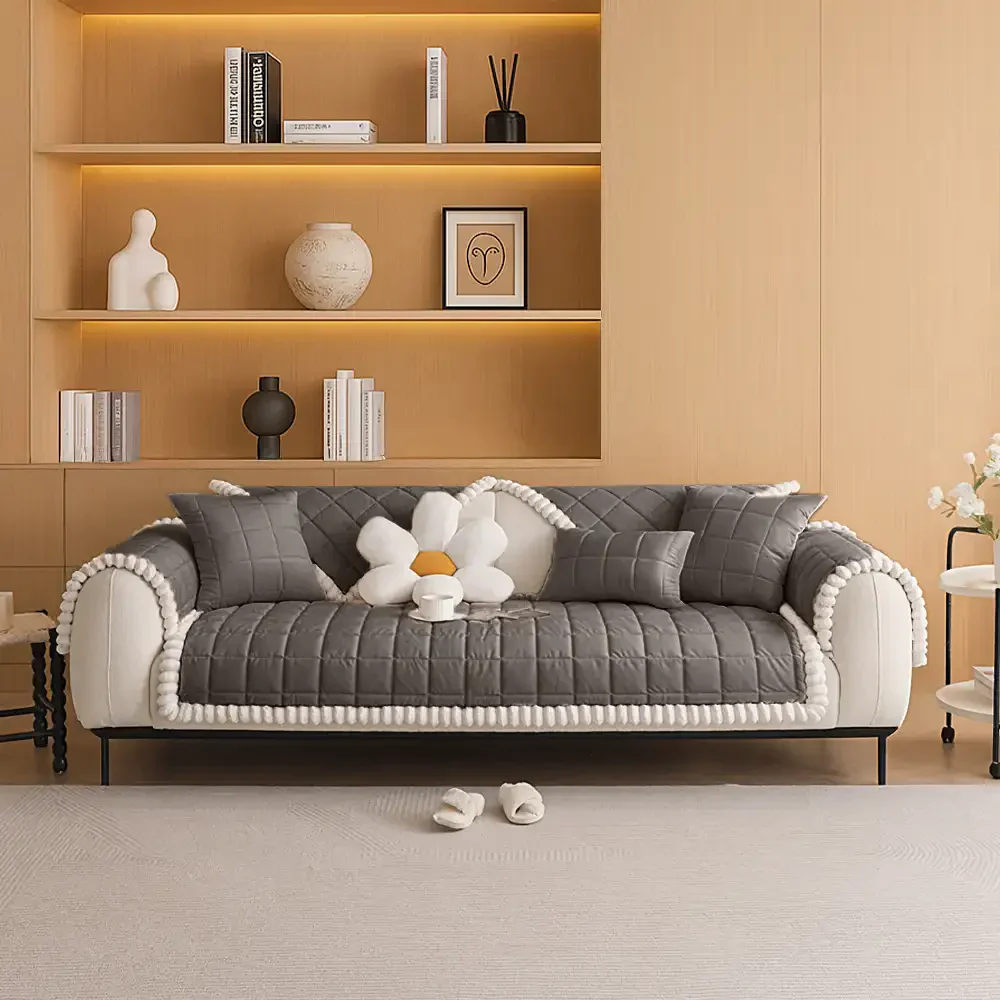 Square Short Plush Simple Sofa Protection Non-Slip Couch Cover - Image 17