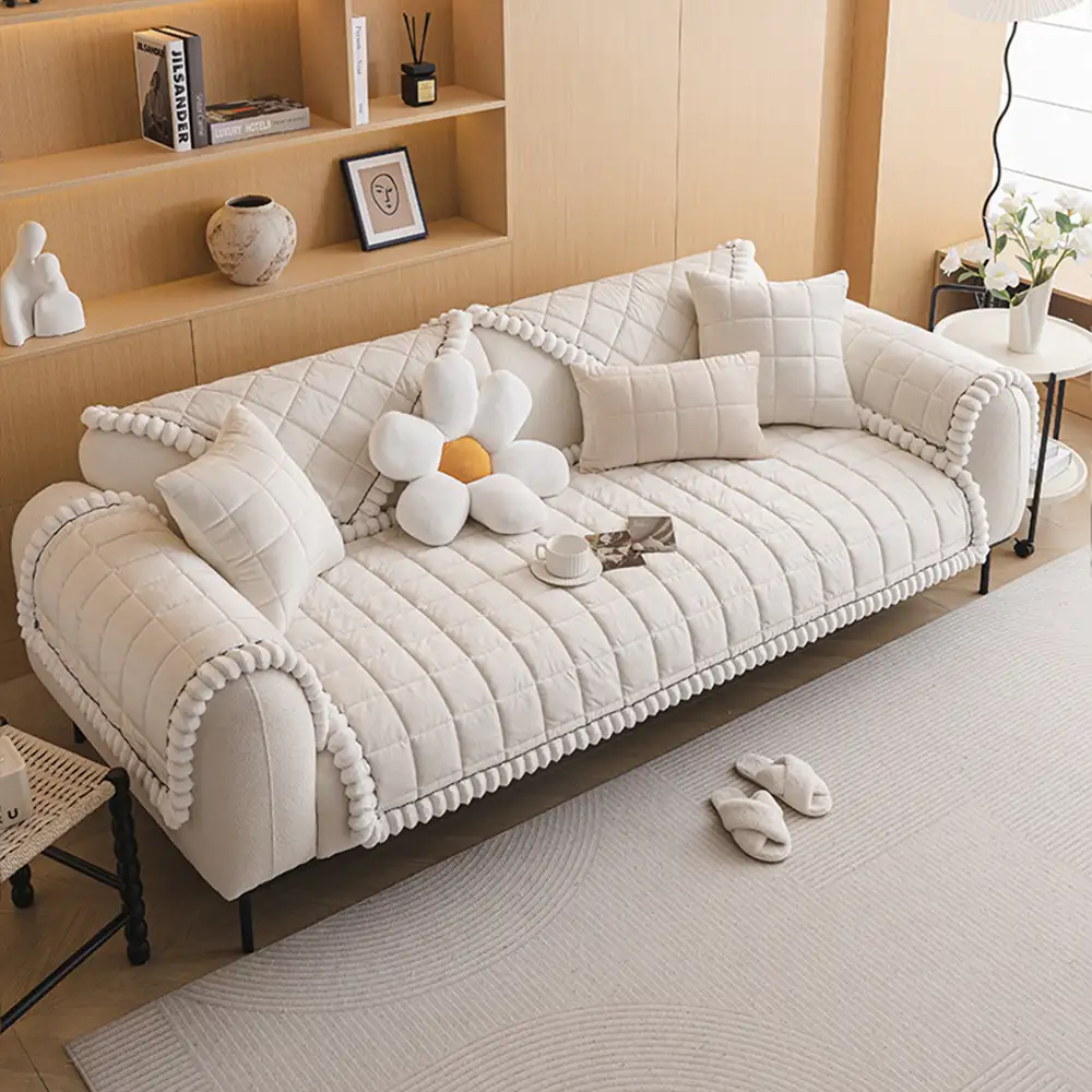Square Short Plush Simple Sofa Protection Non-Slip Couch Cover - Image 4