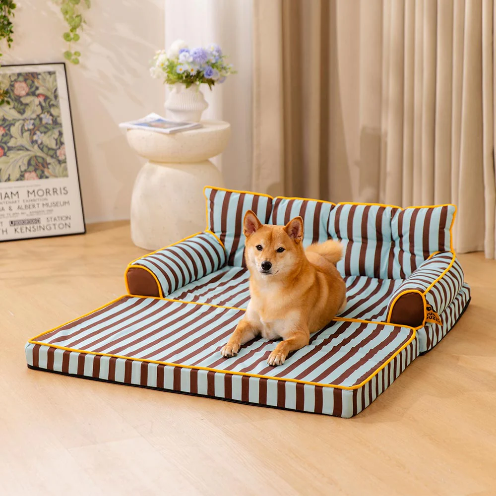 Stripe Waterproof Foldable Large Dog Sofa Bed - Sunny Siesta - Image 20