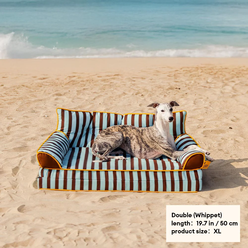 Stripe Waterproof Foldable Large Dog Sofa Bed - Sunny Siesta - Image 23