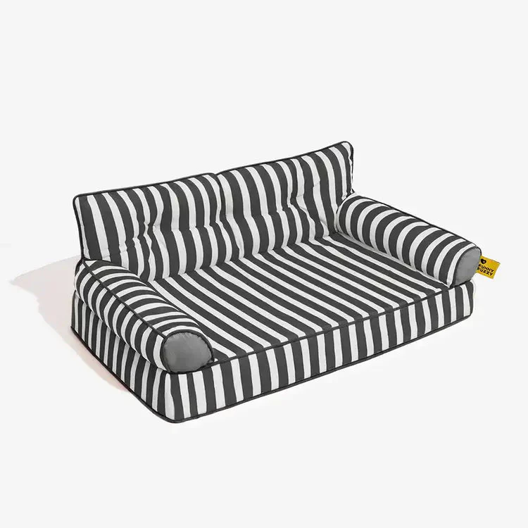Stripe Waterproof Foldable Large Dog Sofa Bed - Sunny Siesta - Image 27