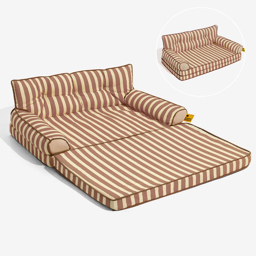 Stripe Waterproof Foldable Large Dog Sofa Bed - Sunny Siesta - Image 30