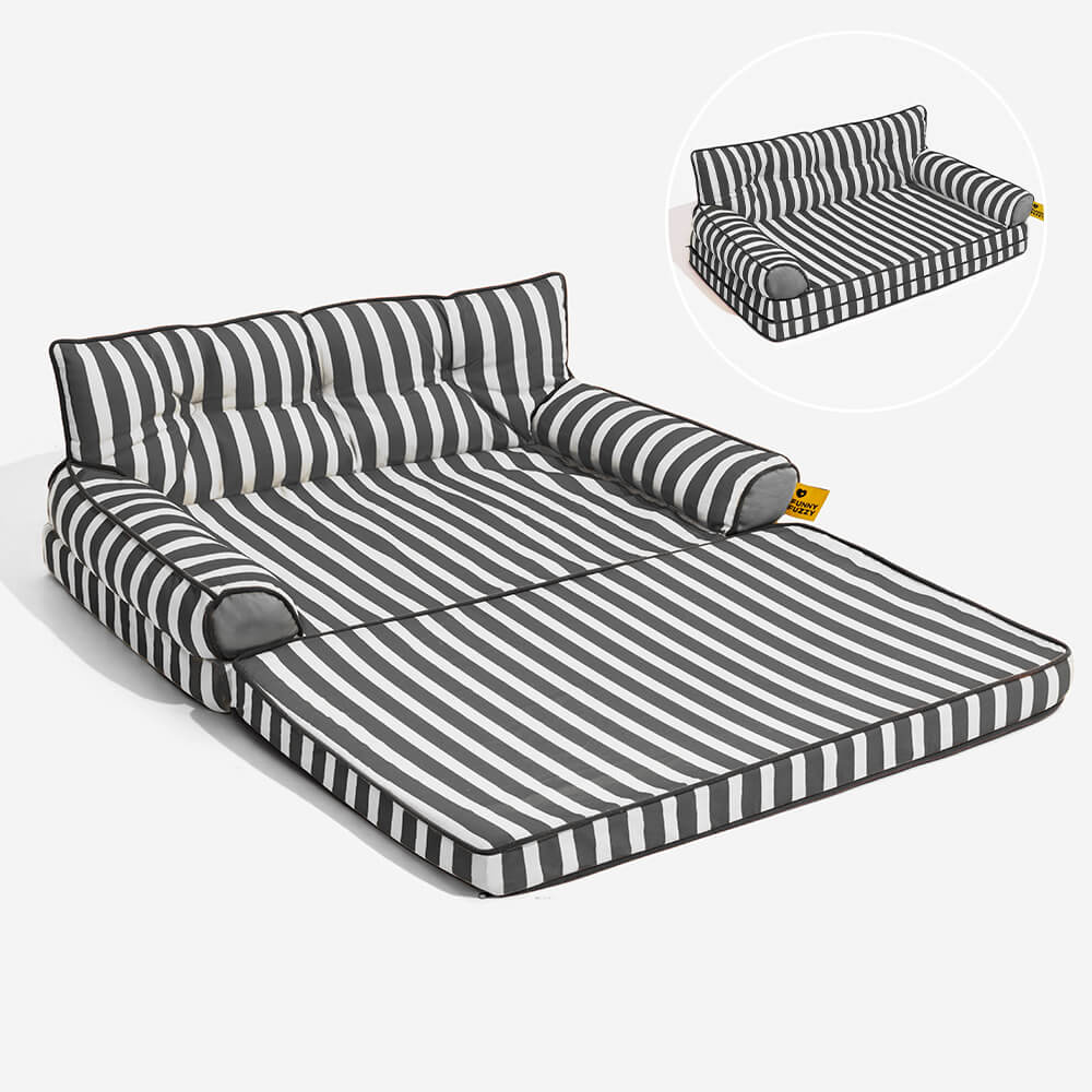 Stripe Waterproof Foldable Large Dog Sofa Bed - Sunny Siesta - Image 31