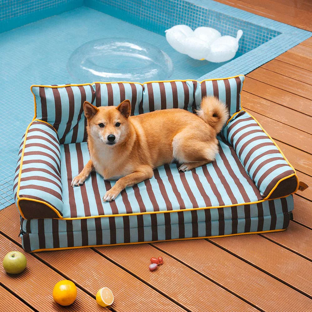 Stripe Waterproof Foldable Large Dog Sofa Bed - Sunny Siesta - Image 7