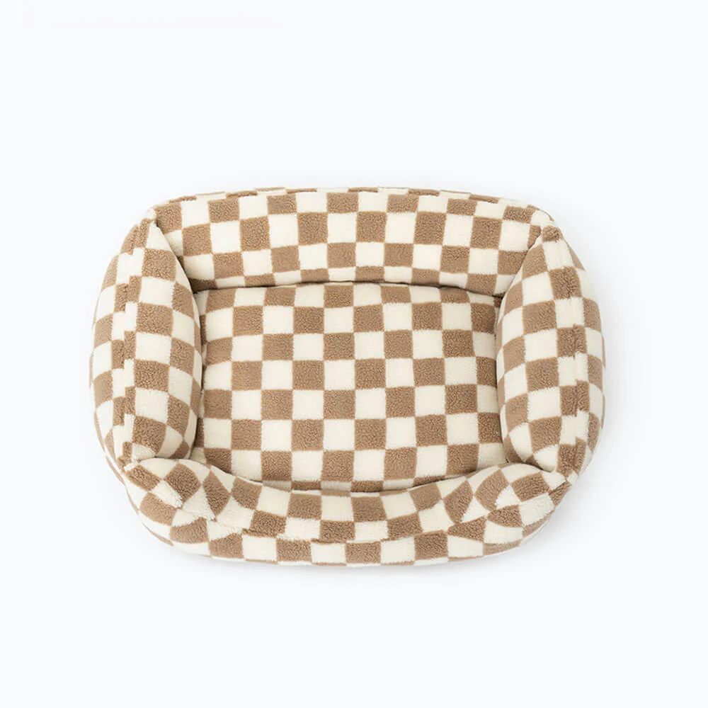 Stylish Chequerboard Warmth Removable Washable Dog Sofa Bed - Image 8