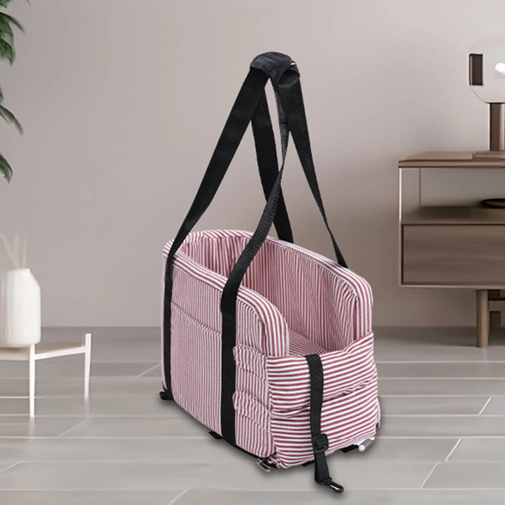 Stylish Plaid Portable Travel Dog Car Safety Seat Central Console - Image 7