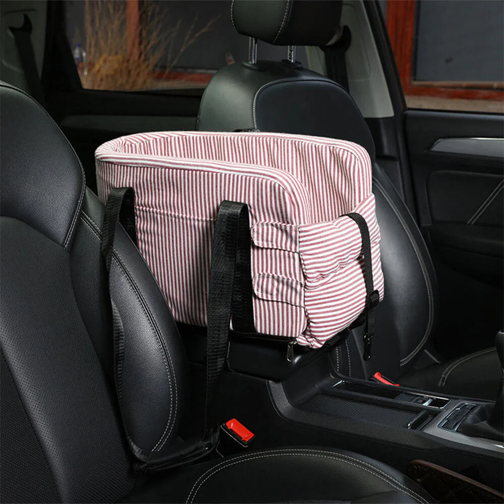 Stylish Plaid Portable Travel Dog Car Safety Seat Central Console - Image 8