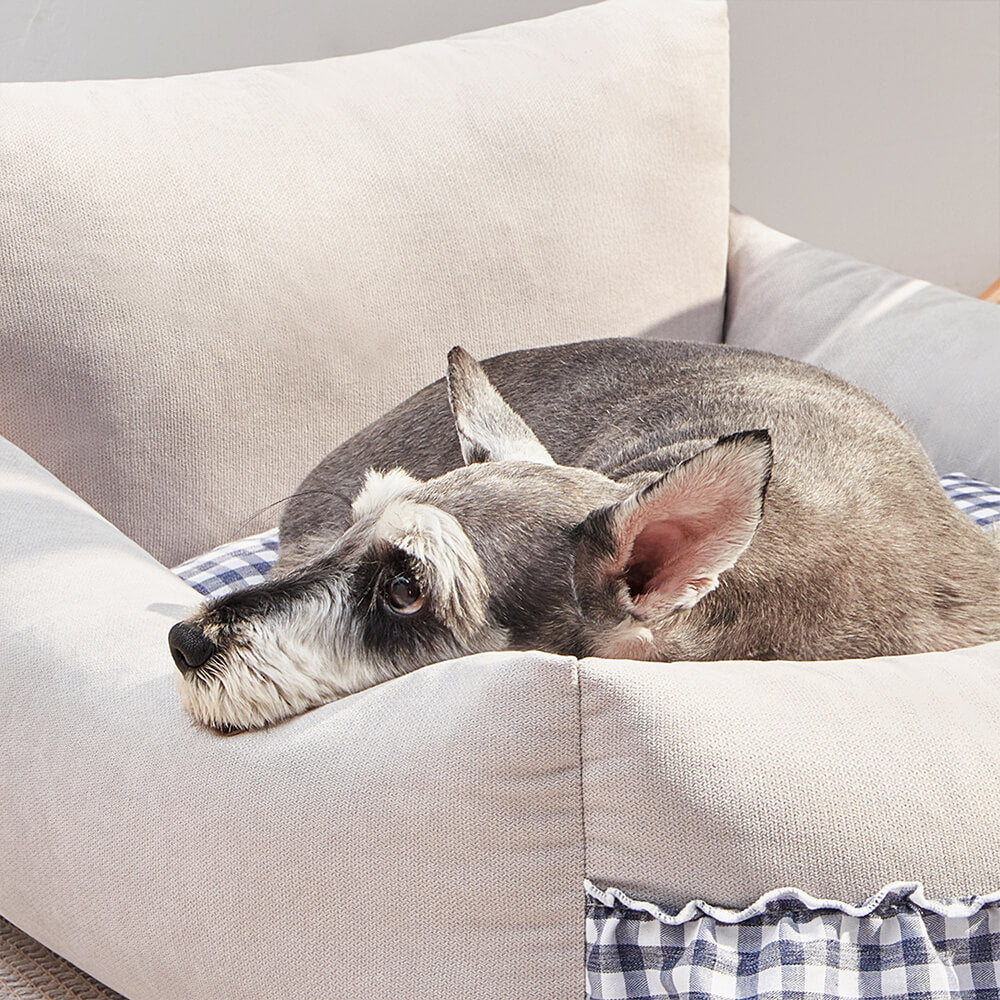 Stylish Ruffled Enhanced Backrest Washable Dog & Cat Sofa Bed - Image 2