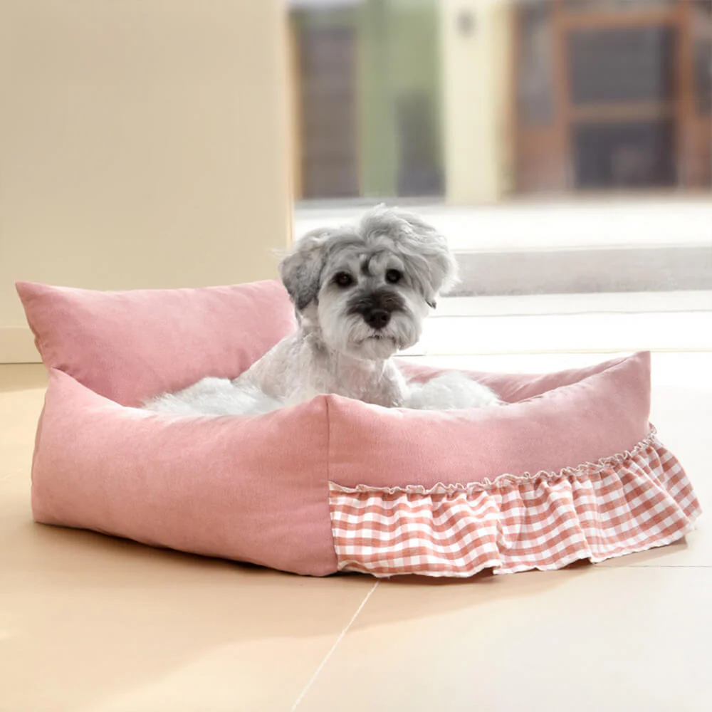 Stylish Ruffled Enhanced Backrest Washable Dog & Cat Sofa Bed - Image 3