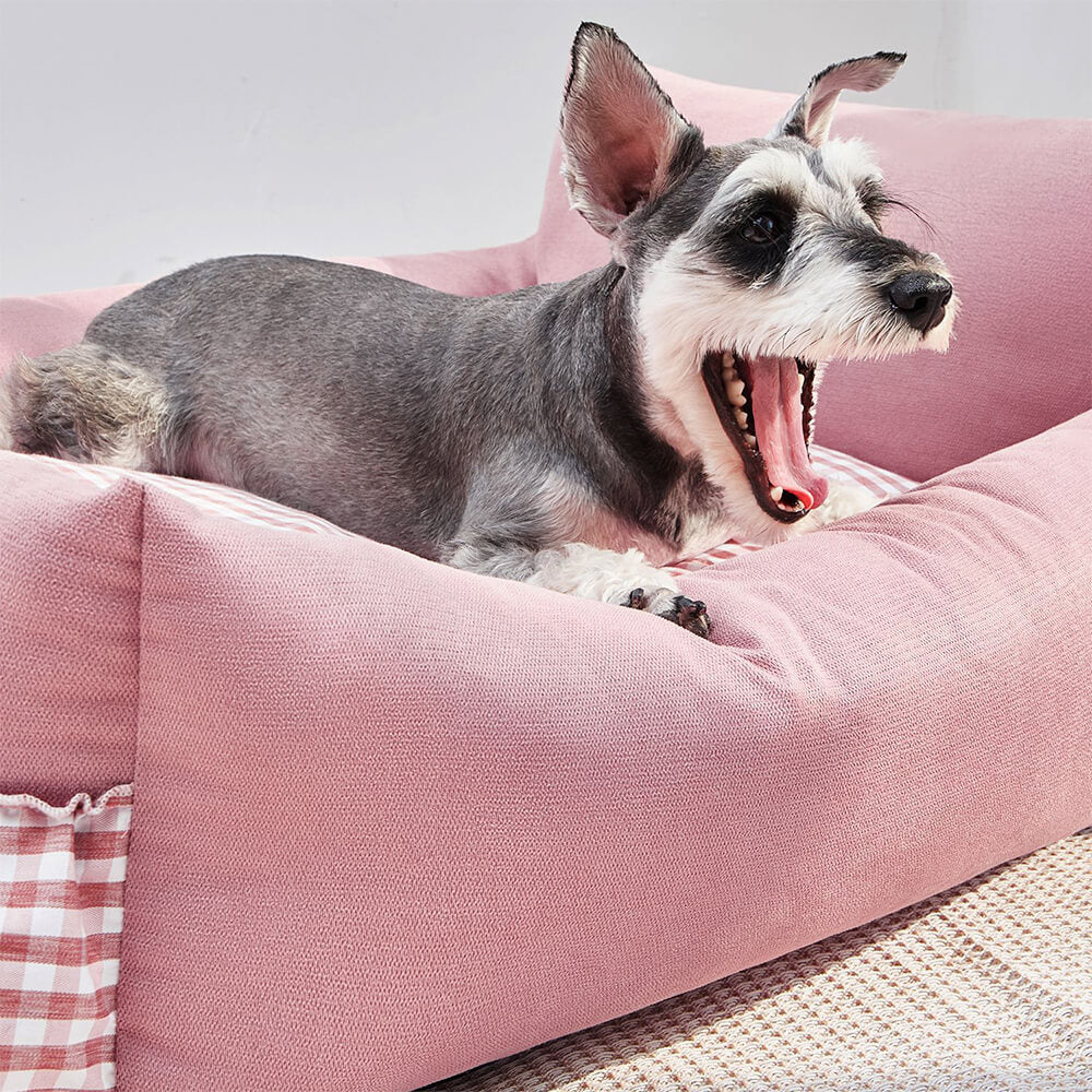 Stylish Ruffled Enhanced Backrest Washable Dog & Cat Sofa Bed - Image 4