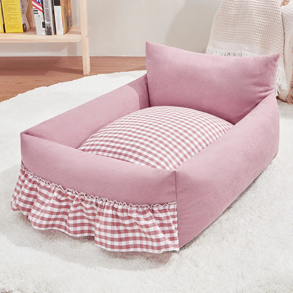 Stylish Ruffled Enhanced Backrest Washable Dog & Cat Sofa Bed - Image 7
