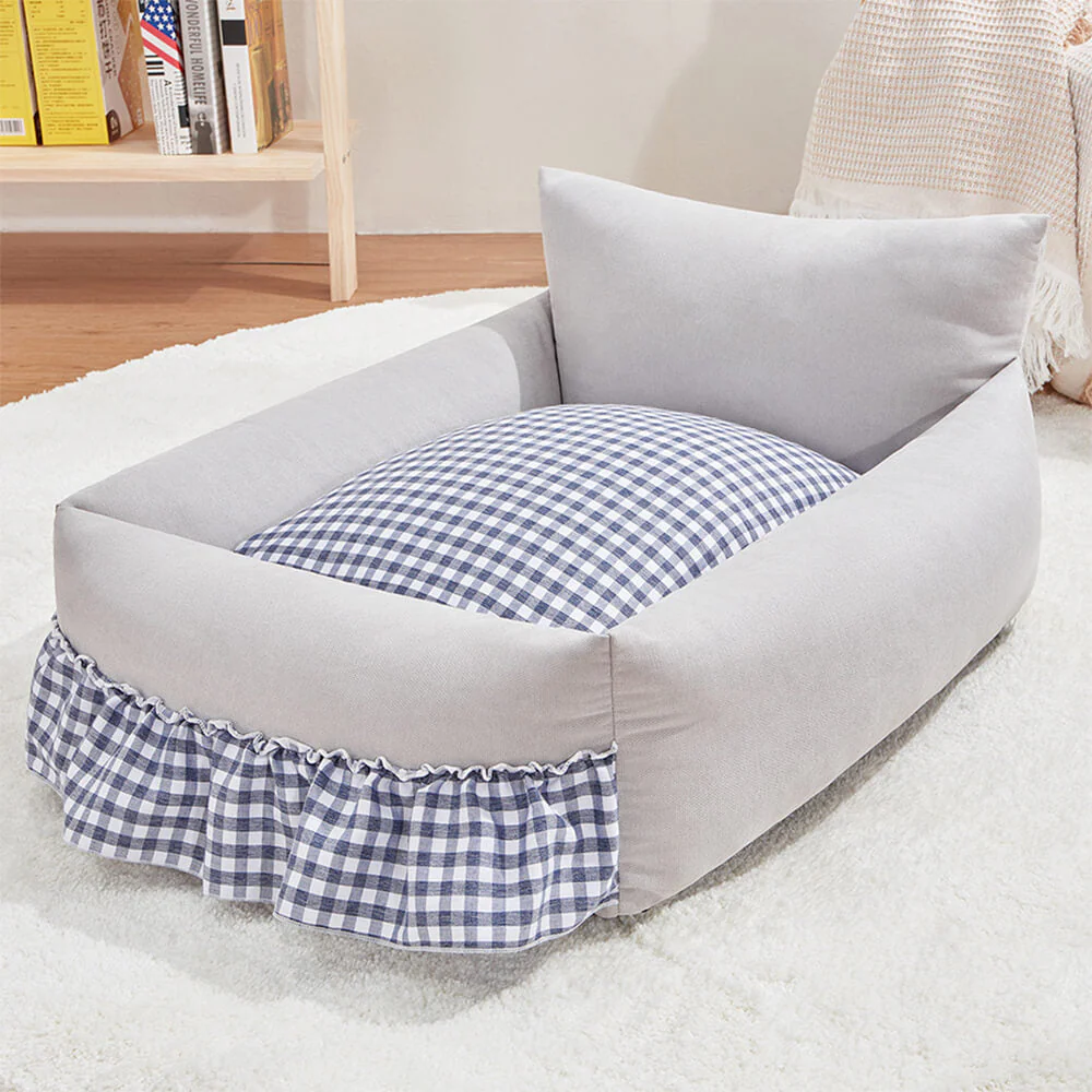 Stylish Ruffled Enhanced Backrest Washable Dog & Cat Sofa Bed - Image 9