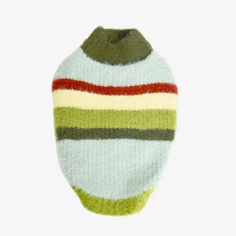 Stylish Striped Stand-Up Collar Knitted Plush Dog Jumper - Image 8