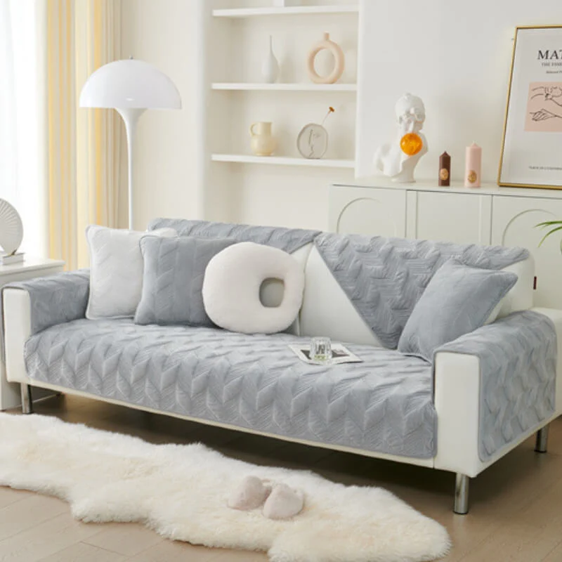 Suede Plush Elegant Pattern Sofa Protective Non-Slip Couch Cover - Image 10
