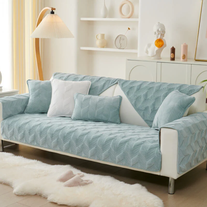 Suede Plush Elegant Pattern Sofa Protective Non-Slip Couch Cover - Image 11
