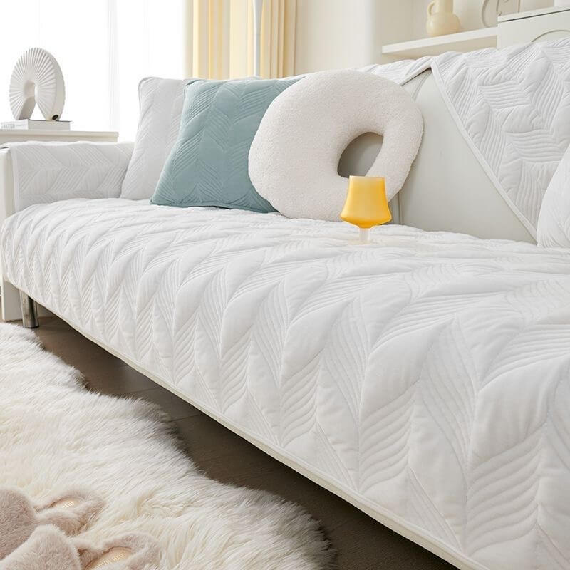 Suede Plush Elegant Pattern Sofa Protective Non-Slip Couch Cover - Image 4