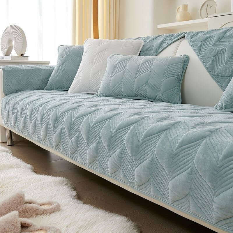 Suede Plush Elegant Pattern Sofa Protective Non-Slip Couch Cover - Image 9