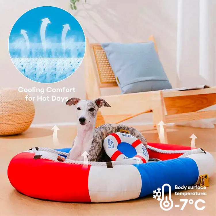 Summer Cooling Waterproof Boat-Shaped Pet Bed with Pillow – Chill Raft - Image 16
