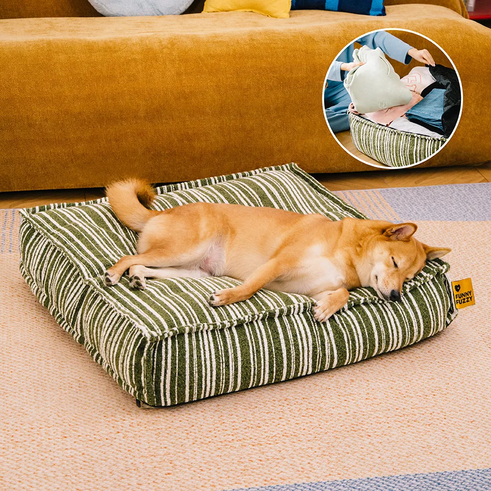 Sustainable Storage Pouf Ottoman & Dog Bed - Funnyfuzzy SnugNest