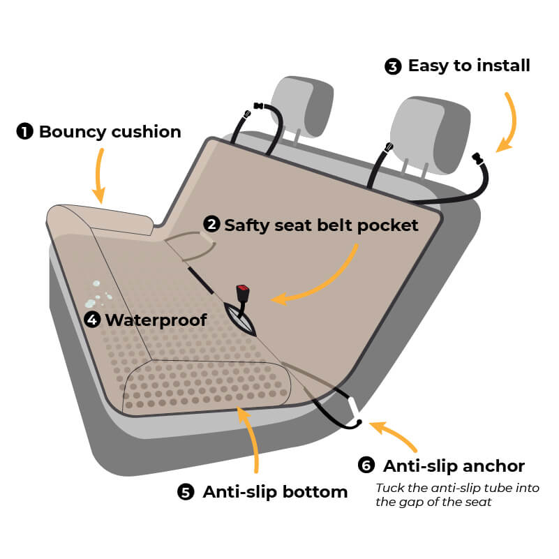 Travel Bolster Safety Back Seat Large Dog Car Seat Bed - Chessboard Lounge - Image 28